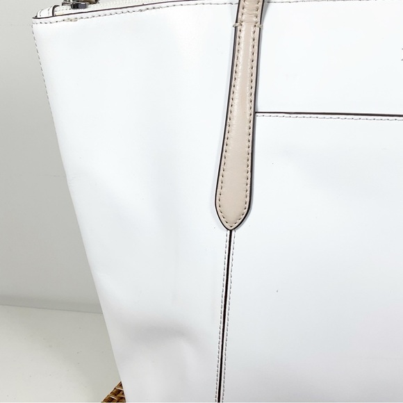 Kate Spade White Tote Bag Purse White With Tan Large - Picture 3 of 5